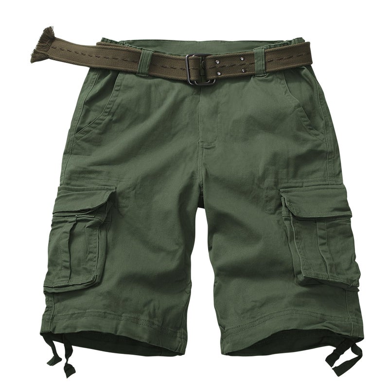 AKARMY Men's Camo Cargo Shorts Outdoor Multi-Pocket Cotton Casual Shorts with No Belt 8062# Army Green 36 - Image 1